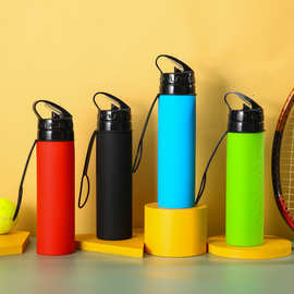 跨境户外运动水壶硅胶可折叠水杯便携防摔漏旅行水杯waterbottle