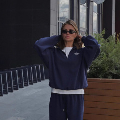 美式复古半拉链设计高级感卫衣女潮牌2025秋冬新款ins印花上衣女