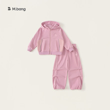 宥宝童装儿童春款卫衣套装女童纯色连帽针织外套宽松休闲裤两件套