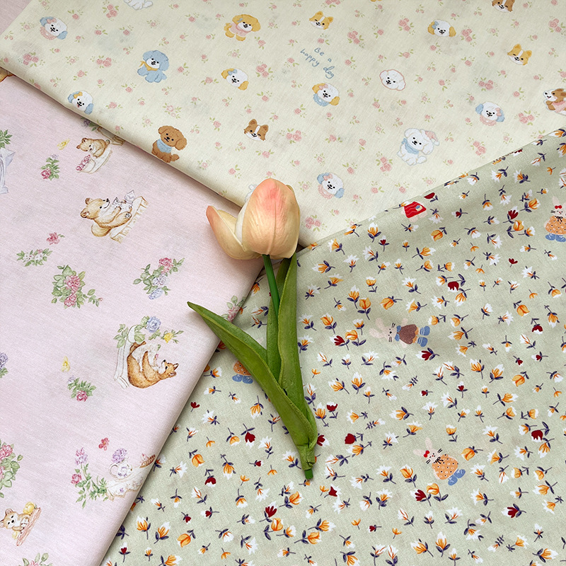 全棉四十支府绸碎花卡通数码印花童装衬衣连衣裙服装手工diy面料