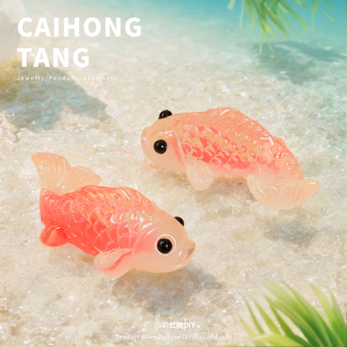 Simulación de resina miniatura carpa luminosa muñeca DIY accesorios de joyería creativo pinzas de pelo hechas a mano pegatinas de refrigerador caseras