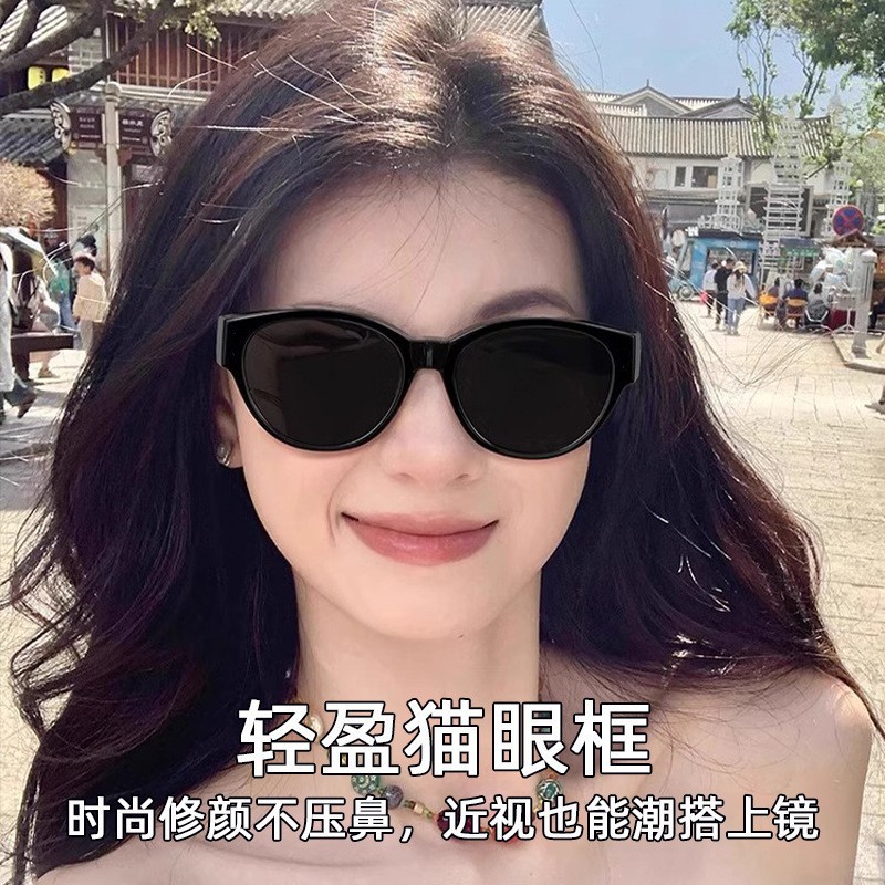 신상 근시안경용 UV400 사각 프레임 운전 선글라스 여성용 패션 오버글라스