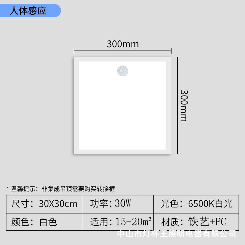 Luz LED de Panel Plano con Sensor de Cuerpo Humano, Control por Voz y Radar, 300x300x600, para Cocina, Baño, Pasillo, Sensor de Radar