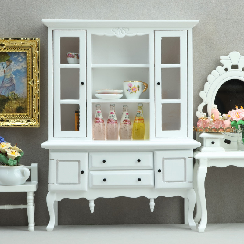 1:12娃娃屋dollhouse迷你家具模型木质微缩工艺品欧式复古柜子|undefined
