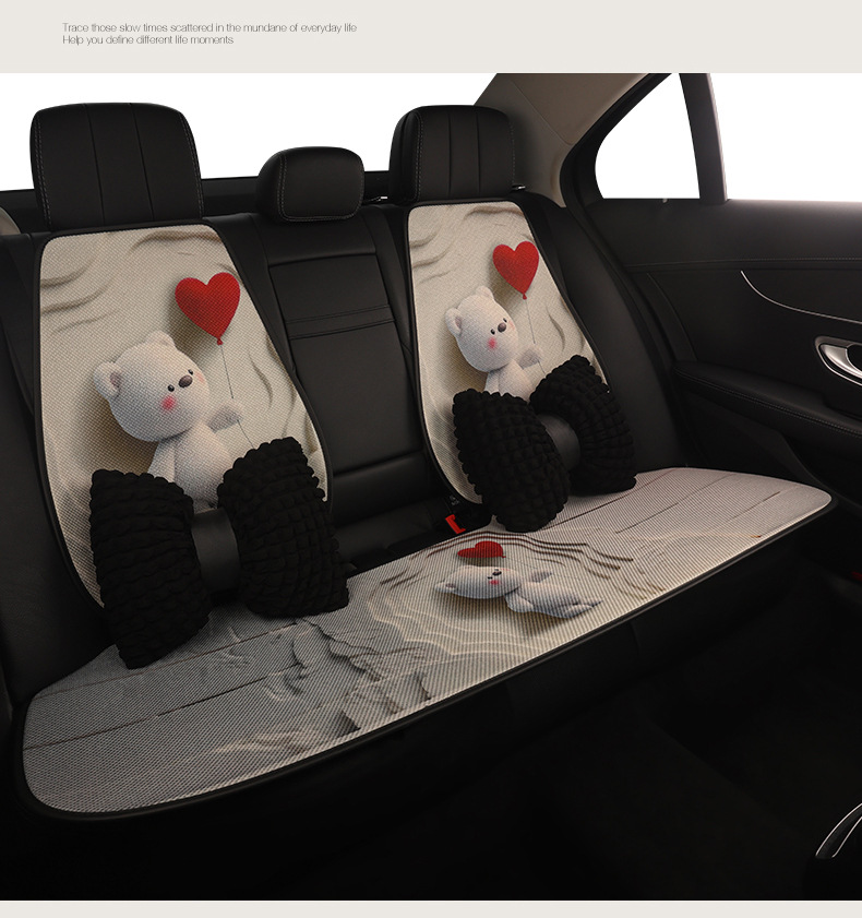 New Cartoon Car Seat Cushion, Cute Cushion, Universal Seat Cushion for Five Seats in All Seasons, Breathable and Stain-Resistant, Car Interior Decoration