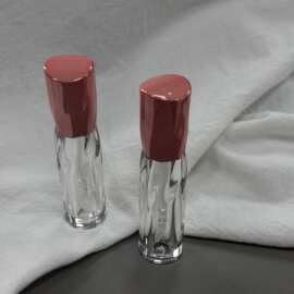 新款异形水波纹圆管唇釉管豆沙粉艺术感唇釉包材源头厂家可印logo