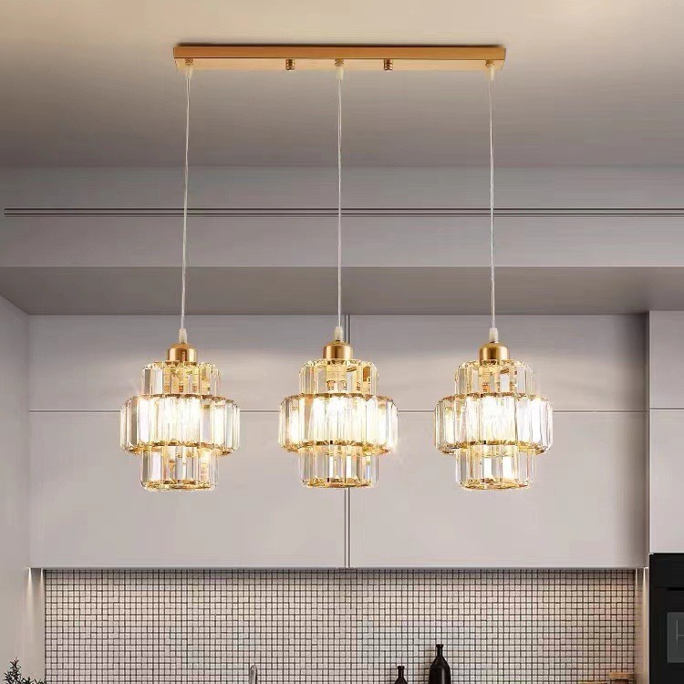 Luz de mesa moderna de comedor de cristal de lujo simple lámpara de comedor lámpara de bar personalidad creativa sala de té lámpara de cristal luz