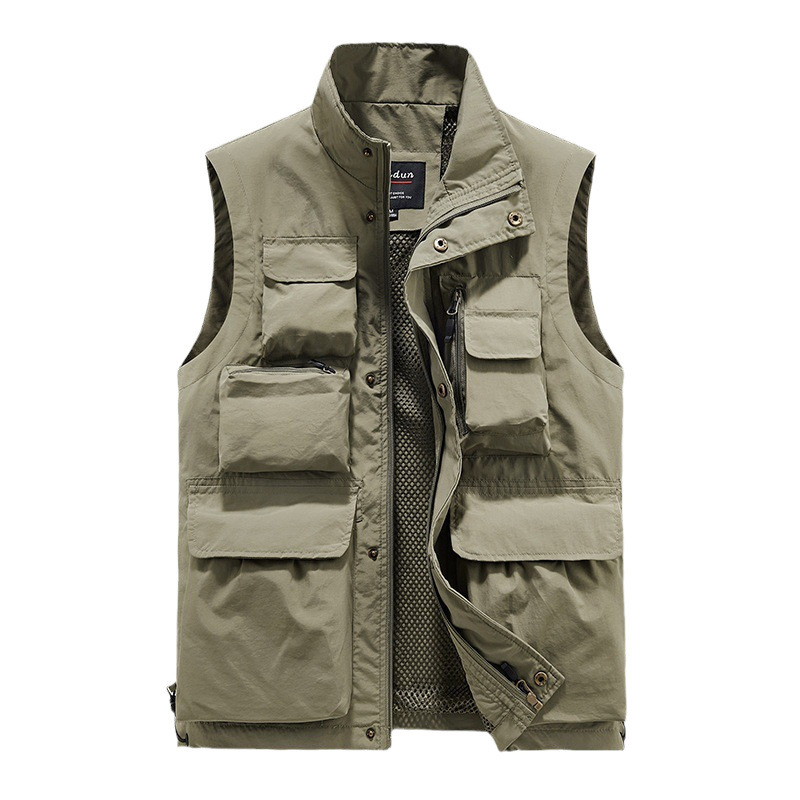 Nuevo chaleco de hombre delgado al aire libre transpirable hombro herramientas de bolsillo de pesca alpinismo ropa de trabajo de fotografía