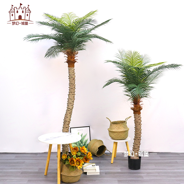 Árbol de coco artificial maceta centro comercial decoración interior y exterior embellecimiento Planta artificial bonsai planta tropical árbol artificial al por mayor