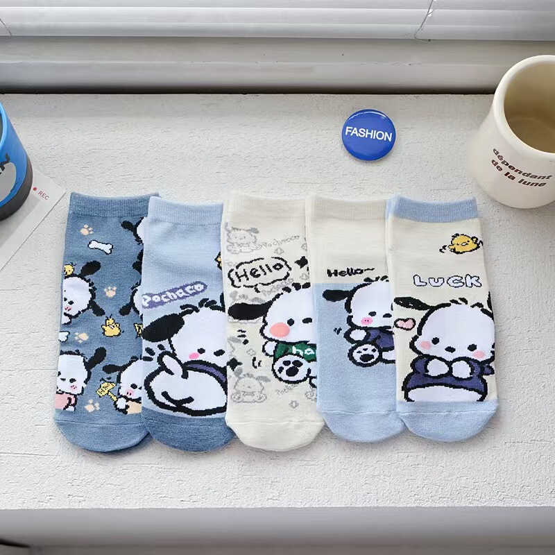 Women's Seamless Cotton Socks, Japanese-Style Cartoon Anime Ankle Socks, Low-Cut, Breathable, Antibacterial, Thin Style
