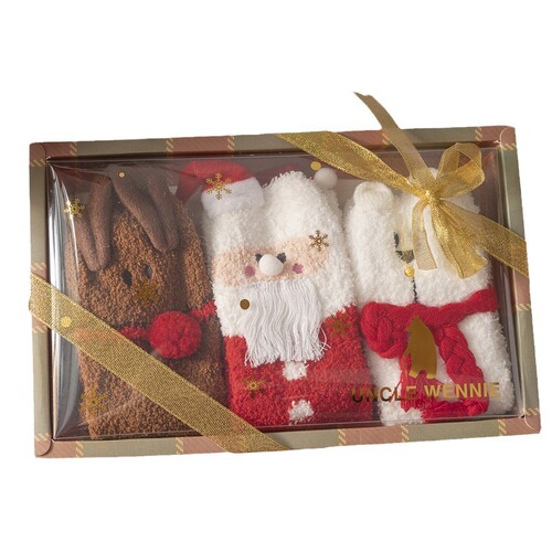 Wennie Oni Christmas Gift Boxed Coral Velvet Socks Cute Christmas Gift Thickened Cartoon Sleeping Socks