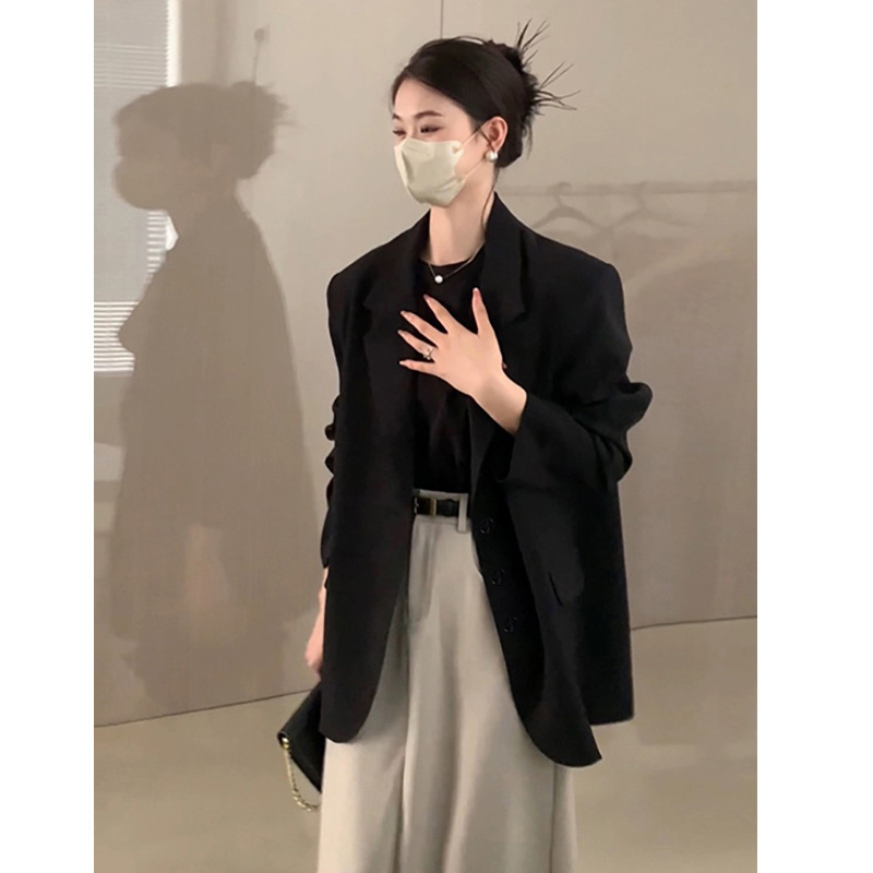 炸街黑色职业小西装外套女2025秋季新款韩系设计感小个子百搭西服|undefined