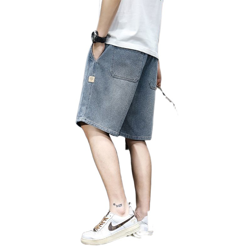 Pantalones Cortos de Mezclilla de 5 Puntos para Hombre de Fibra Sintética Corte Recto para Uso Diario