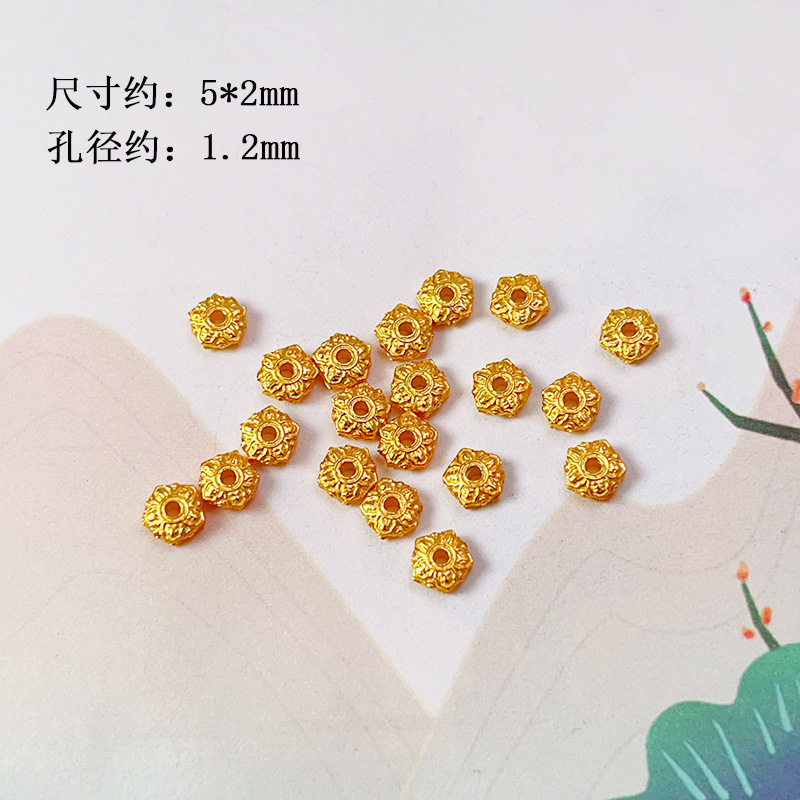 Ancient S925 Silver Gold-Plated Spacer Bead Bracelet Necklace Handmade DIY Beaded Jewelry Accessories Wenwan Accessories