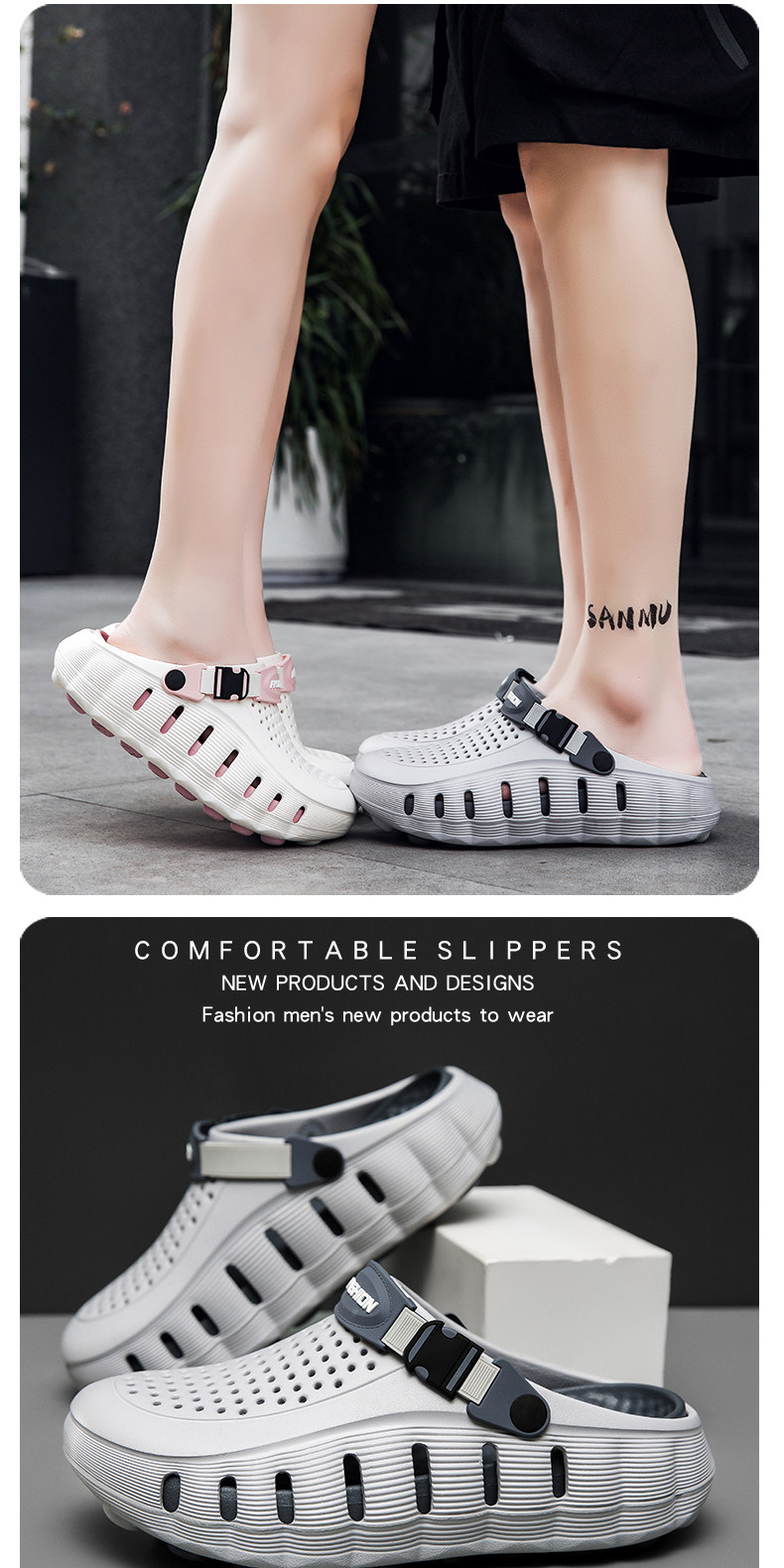 Men's Casual Closed-toe Sandals, Versatile Perforated Shoes_voghion.com