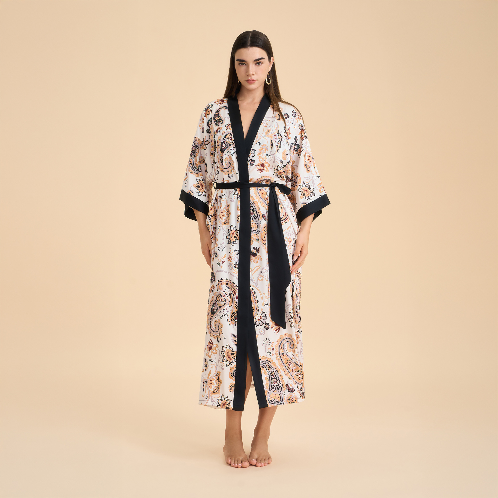 New Cross-border Bathrobe Pajamas For Women, High-end Spring Autumn Satin Chiffon European And American Style Home Wear,_ecoleips.com