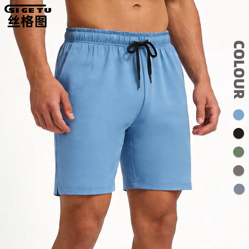 Amazon Cross-Border Sports Basketball Shorts for Men, Summer Drawstring Pocket Gym Shorts, Outdoor Training Running Shorts
