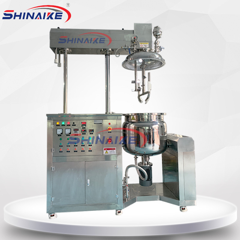 100L真空均质乳化机液压升降乳化锅化妆品面霜真空乳化机