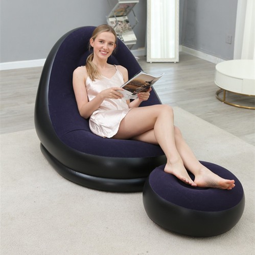 Flocking inflatable sofa, lazy sofa, Internet celebrity single comfortable sofa, simple nap lounge chair, creative portable chair