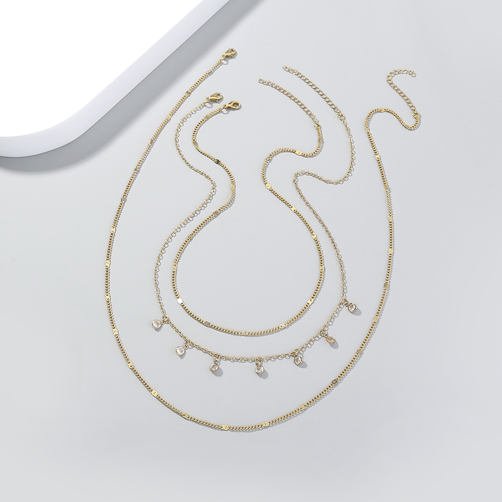 Modische Halskette mit mikroeingelegten Zirkonen mit Quasten mehrschichtige Halskettepicture4