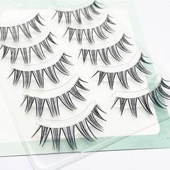 5對裝女團V型漫畫假睫毛整條自然透明梗一片式混血妝小惡魔眼睫毛