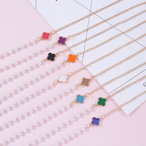 Ins glasses chain necklace for neck anti-lost strap four-leaf clover long chain children's mask strap 74cm