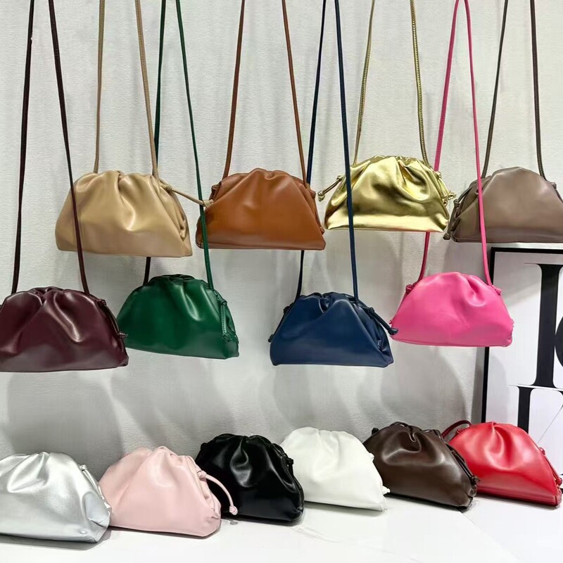 Soft Leather Pleated Bag for Women 2025 New Style Simple Clutch Bag Evening Bag Solid Color Textured Shoulder Crossbody Bag Dumpling Bag