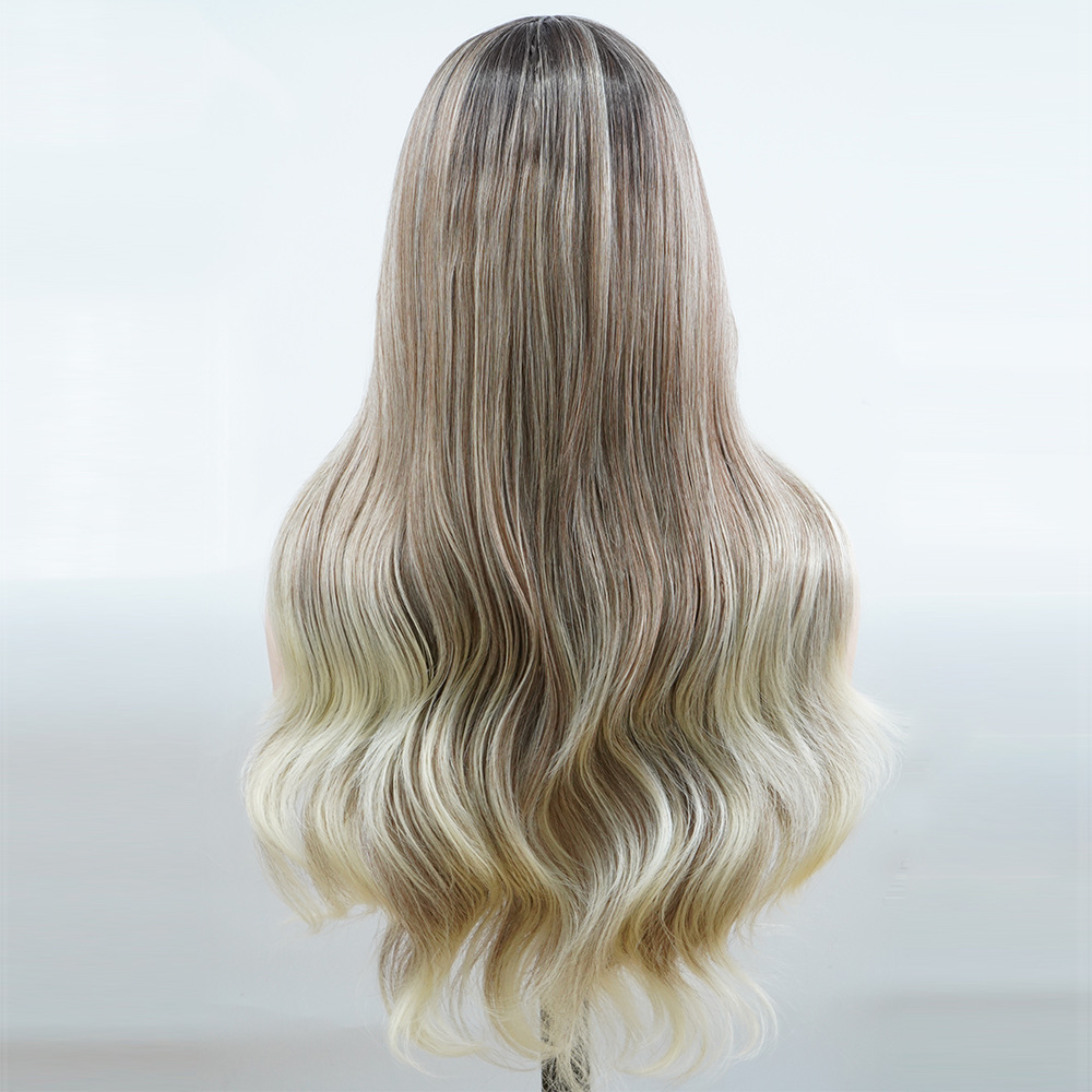 Perruques transfrontalières européennes et américaines en gros perruques de cheveux longs bouclés avec reflets, dégradé de couleur, grosses vagues, mécanisme_voghion.com