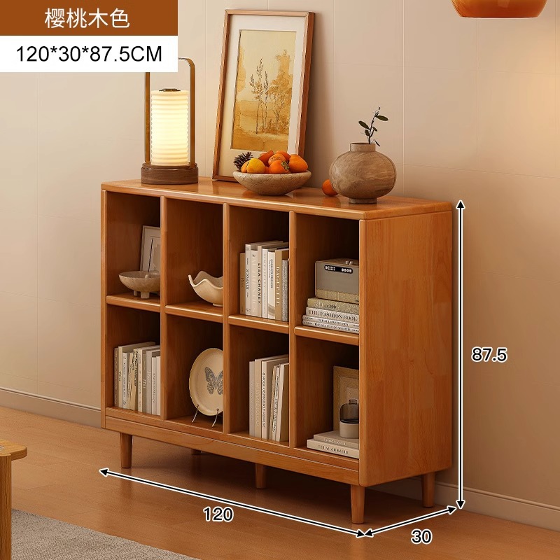 Estantería de madera maciza, cajones de piso a techo, armarios de sala de estar, armarios de rejilla combinados contra la pared, estantes de almacenamiento, estanterías cortas integradas