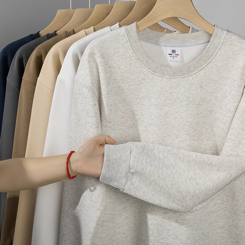 Soft and comfortable! 400g Heavy fleece-lined Thickened Crewneck Sweat Fall/Winter Simple Basic Men's and Women's Casual Jacket
