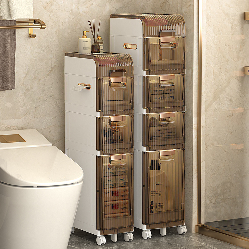 Bathroom gap storage cabinet drawer-style household toilet narrow seam plastic storage cabinet bathroom gap shelf