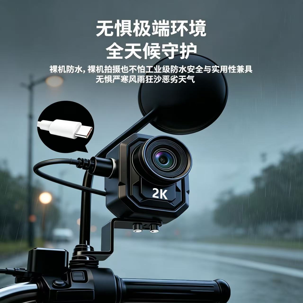 Cross-Border New Product Waterproof Motorcycle Dashcam Wifi Electric Vehicle Recorder Outdoor Rainproof Riding Camera