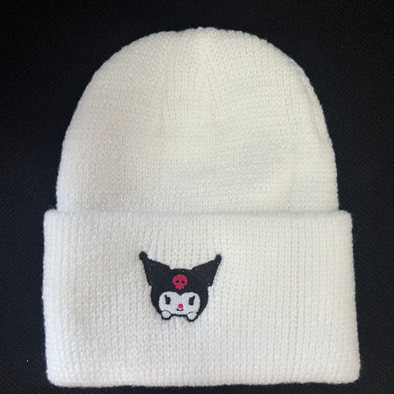 かわいい子猫刺繍ニット帽子ヨーロッパとアメリカの漫画猫ウール帽子クロミ暖かい帽子カップルプルオーバー帽子|undefined
