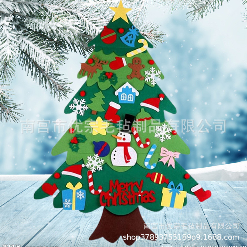 En stock árbol de navidad de fieltro transfronterizo árbol de navidad tridimensional diy empalme árbol de navidad nuevas decoraciones de navidad
