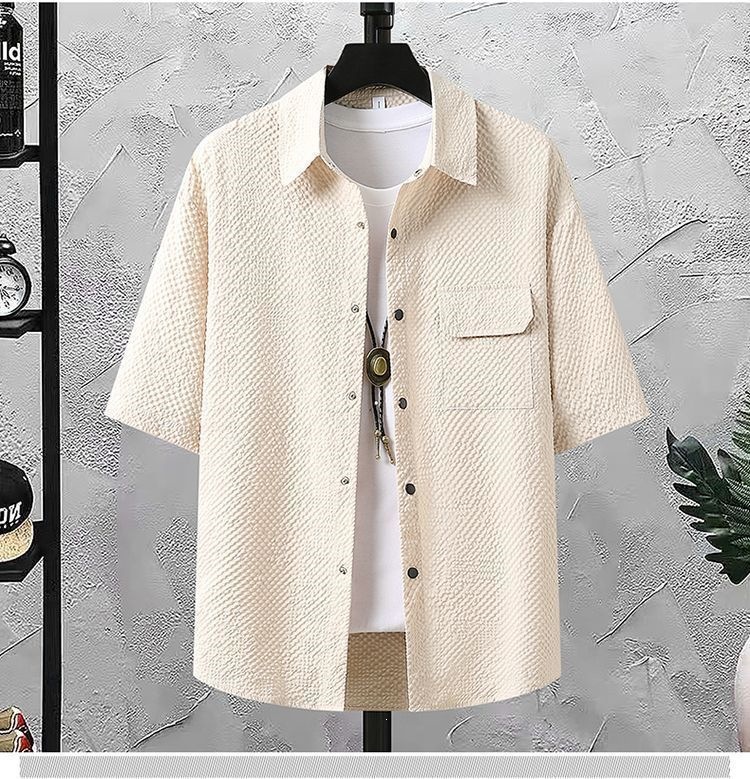 Completo uomo in seersucker set estivo camicia e pantaloncini_voghion.com