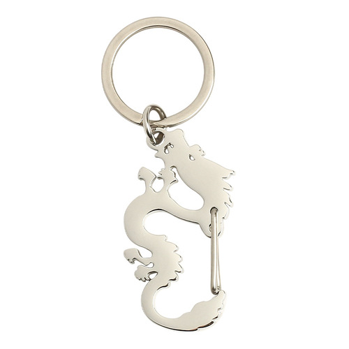 Gift wholesale zodiac dragon shaped men's keychain high-end car pendant stainless steel zodiac dragon keychain