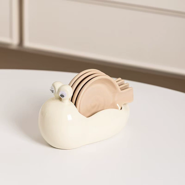 Snail condiment plate-cream white [milk coffee dipping plate*4 pieces]