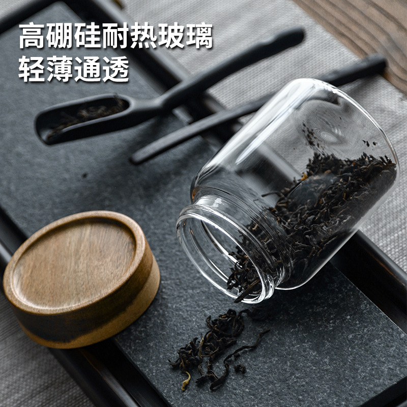 Creative kitchen glass jars: multi-grain storage containers with screw caps, acacia wood lids, tea-sealing jars, and honey jars