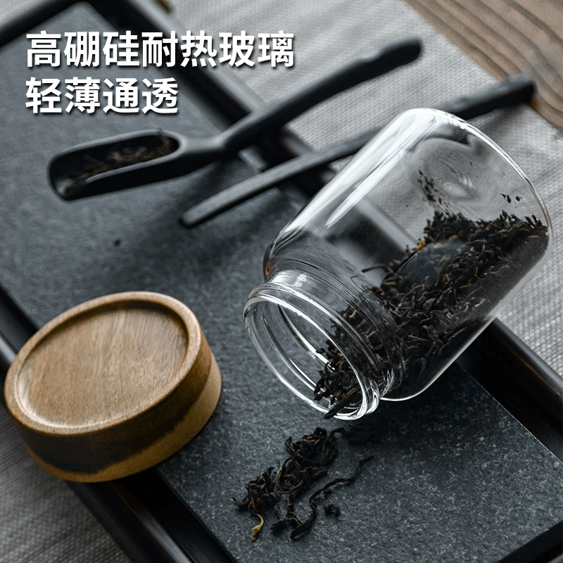 Kitchen Creative Glass Tank Miscellaneous Grain Storage Tank Acacia Covered Bar Tea Sealing Honey Bar