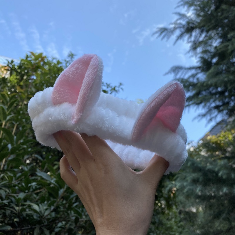 Japonés y coreano lindo gato de invierno orejas banda para el cabello de las mujeres de dibujos animados simple lavado facial banda para el cabello máscara de felpa borde ancho accesorios para el cabello