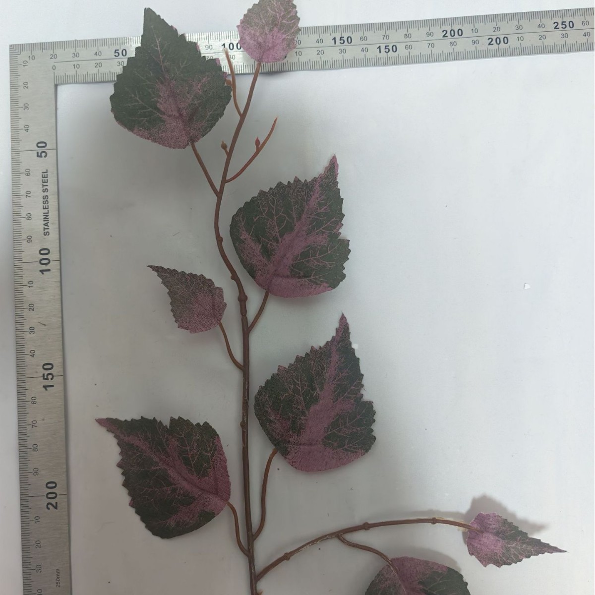 新款仿真丝印8叶桑树叶插铁线单支枝条DIY工艺品制作亚马逊热销
