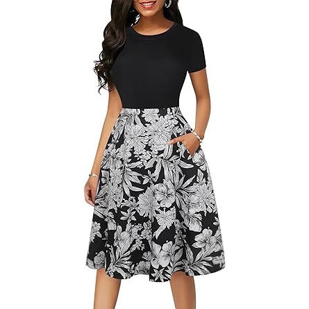 Amazon Hot Selling New Product Flap Pocket Pants Pleated Short-Sleeved Casual Slim Fit Women's Dress Party262-2