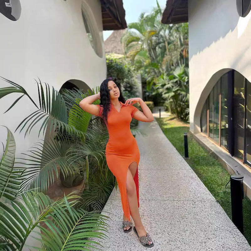 M6031 European and American 2024 Summer Women's New Tight Split Sexy Fashion Dress Amazon Independent Station M6031 European and American 2024 Summer Women's New Tight Split Sexy Fashion Dress Amazon Independent Station