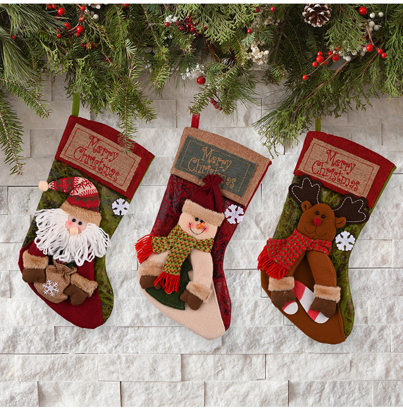 530g Weight Christmas socks Event & Party Supplies Party Occasion Christmas Festival Christmas Retro Santa Claus Snowman Elk Party Christmas Socks