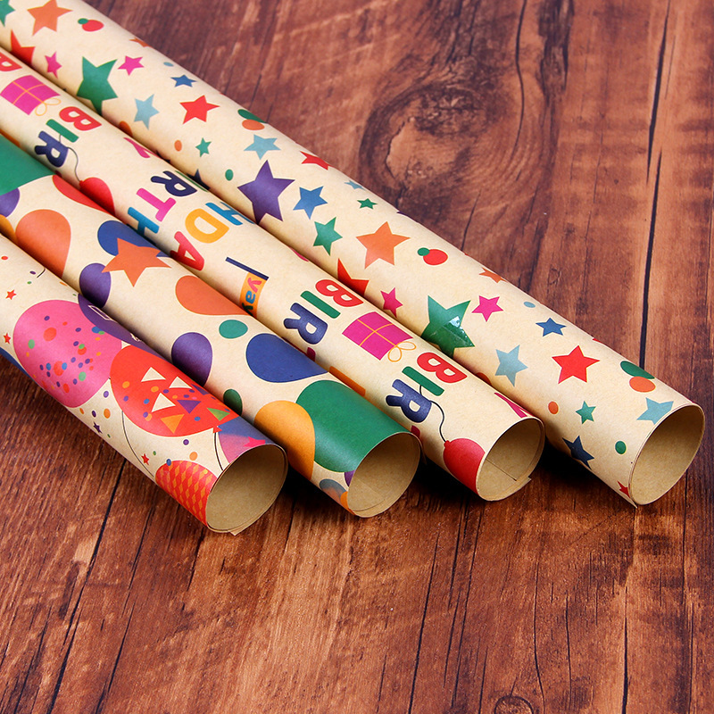 Embalaje de regalo de papel de regalo de fiesta de cumpleaños retro caja de regalo de papel kraft de tamaño grande papel de regalo de papel de libro de embalaje manual