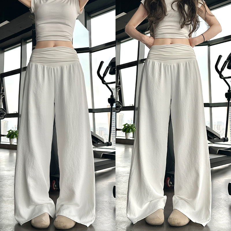Summer Thin, Gentle Style Straight Wide-Leg Pants, High-Waisted, Slimming, Breathable, Versatile Casual Pants for Women, Direct from the Factory