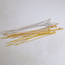 DIY饰品配件黄铜保色0.6*70长9字针接连件米珠针手工自制材料批发