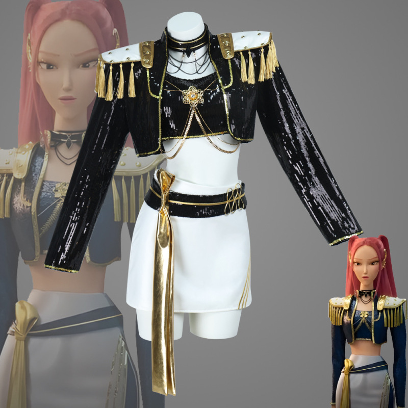 跨境Demon Hunters猎魔女团Golden黑金打歌服 鲁米佐依米拉cos服|undefined