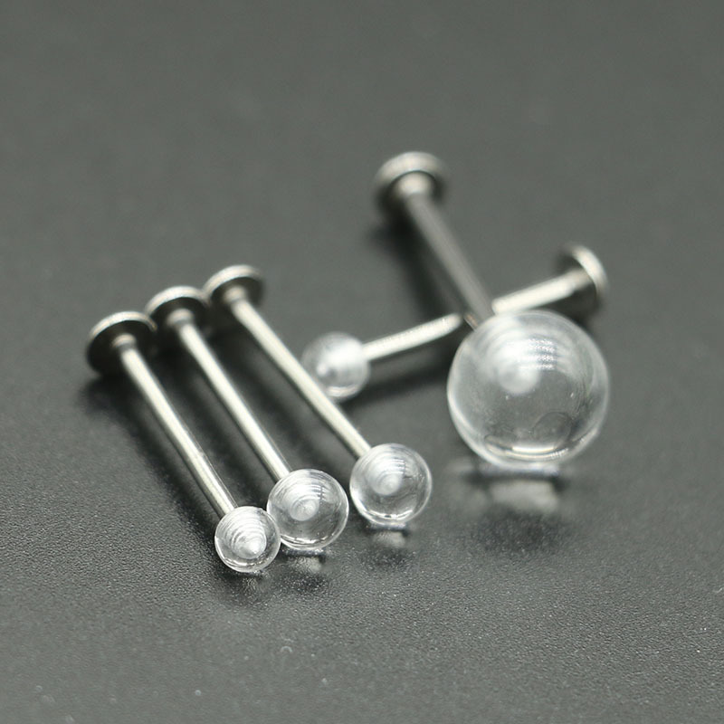 Titanium steel lippenpiercing met onzichtbare parel_voghion.com