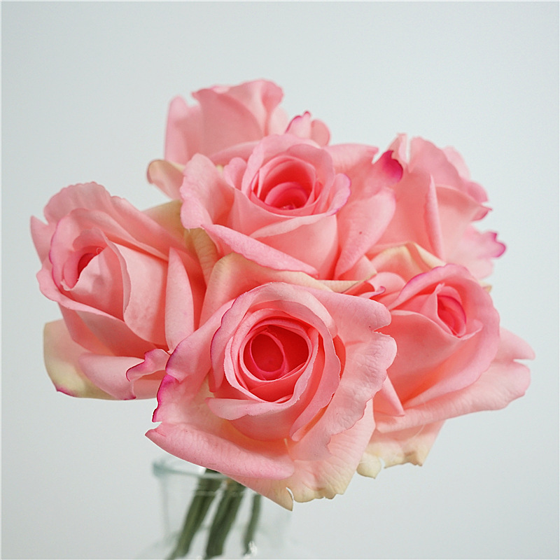 Crystal powder touch moisturizing rose flower artificial flower ornaments silk flower fake flower bouquet living room decorative flower flower arrangement